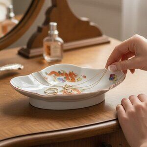 Exquisite Vintage Japanese Dragon Ware Trinket Dish in Radiant Red